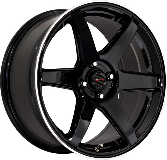 A-LINE ACID 17X8 BLACK MACHINED LIP PCD 4/100 ET 35 SET OF 4