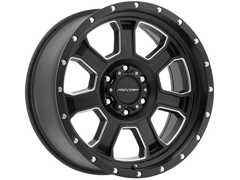 PROCOMP SERIES 43 SLEDGE 20X9 SATIN BLACK MILLED PCD 139.7 ET 18