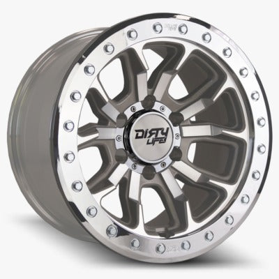DIRTY LIFE A9303 DT1 17X9 MATTE GUNMETAL W/SIMULATED RING PCD 139.7 ET -12