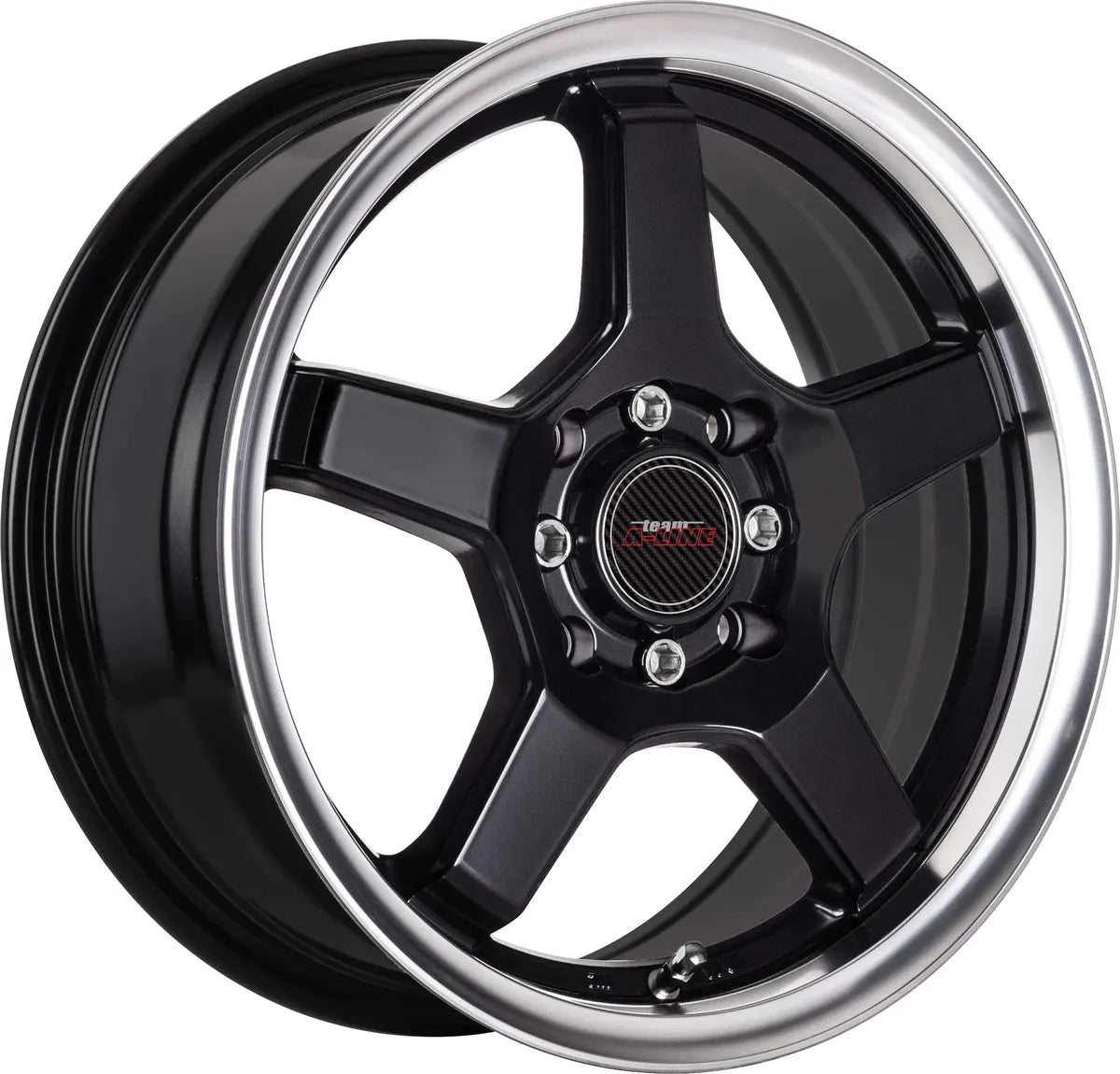A-LINE QUEST 13X5.5 BLACK MACHINED LIP PCD 4/100 & 4/114.3 ET 25 SET OF 4