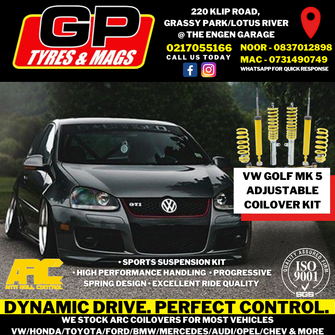 GOLF MK5 ARC HEIGHT ADJUSTABLE COILOVER SET - GP Tyres & Mags